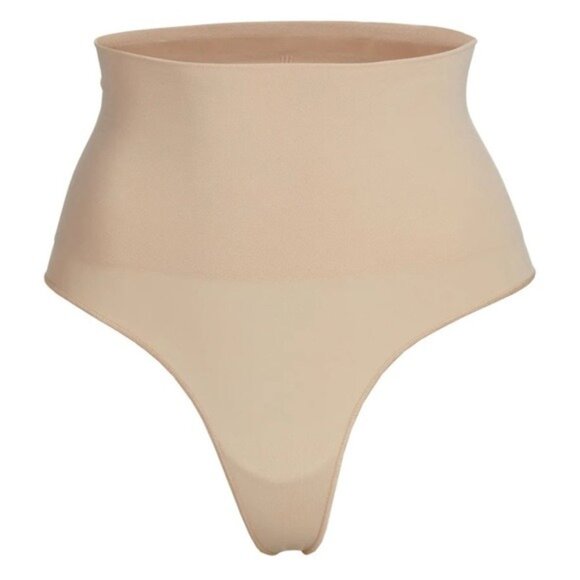 SKIMS S/M Core Control Mid Rise Thong Shapewear Slimming Sand Cream NWOT - Picture 1 of 8